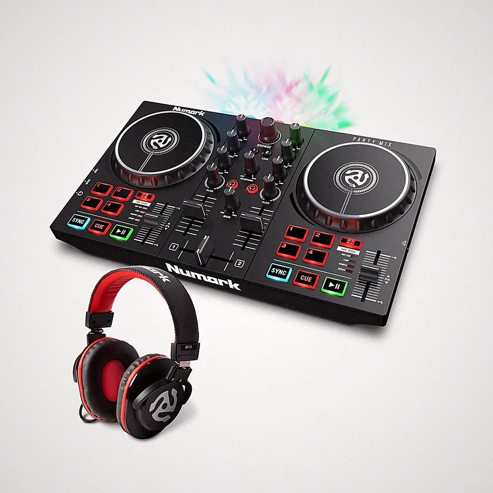 DJ Controller Bundle - USB DJ Set with Party Lights, 2 Decks, DJ Mixer, Audio...