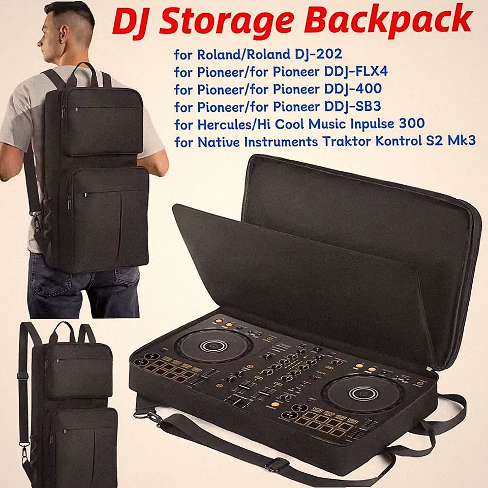DJ Controller Case Backpack For Pioneer DDJ-400 FLX4/Roland DJ-202 Disc Player
