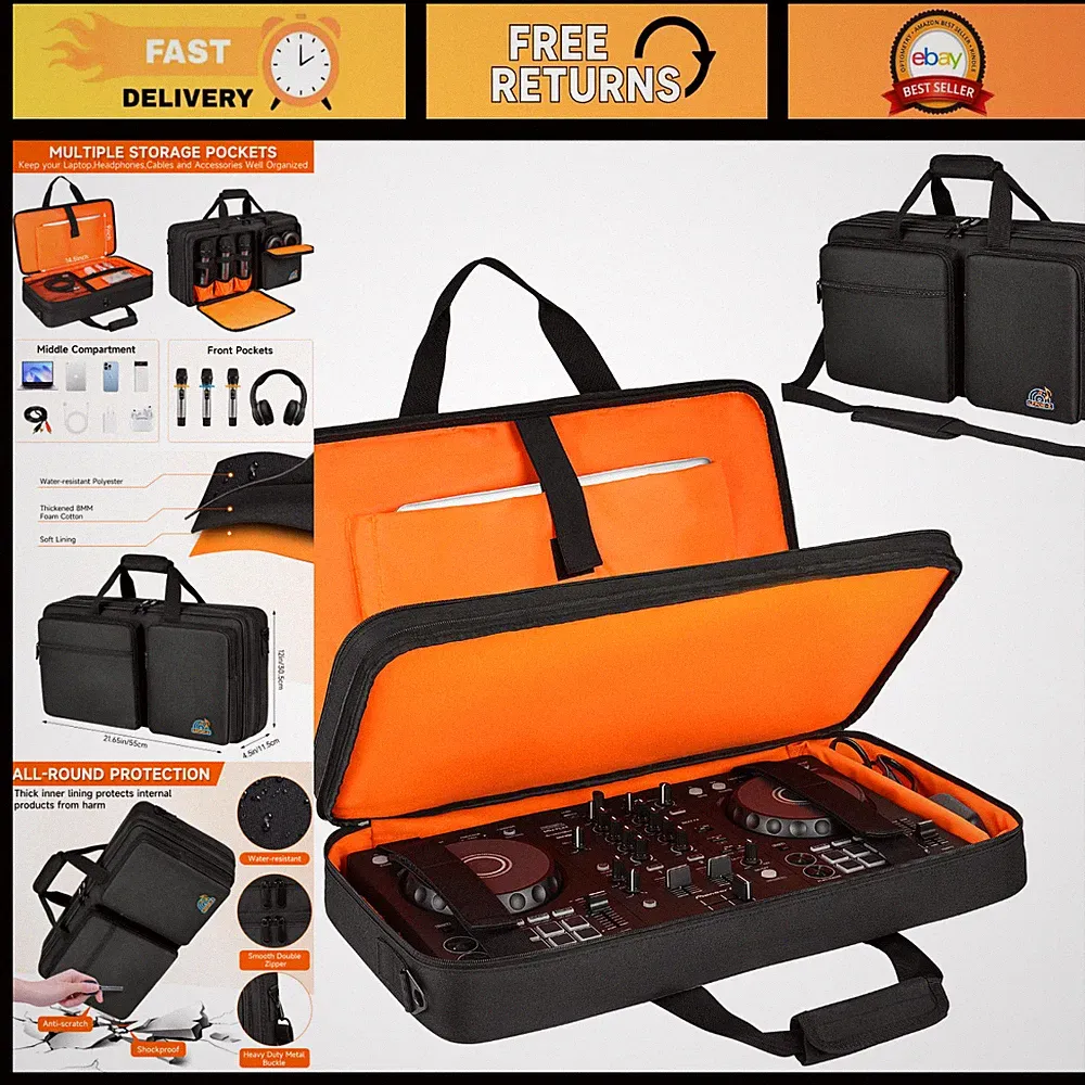 DJ Controller Case for Pioneer DDJ-FLX4 & Numark Mixtrack Platinum FX - Durable