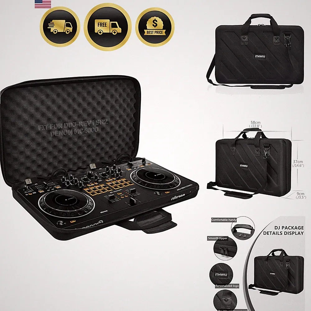 DJ Controller Case Hard Storage Bag Zipper Handle Shoulder Strap Padded Travel