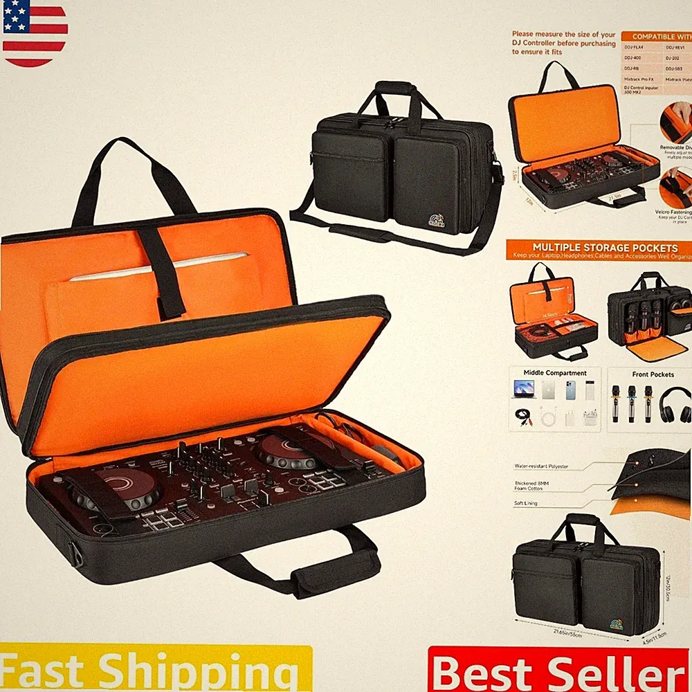 DJ Controller Case Pioneer DDJ 400 SB3 RB Numark Mixtrack Pro FX Roland DJ-20...