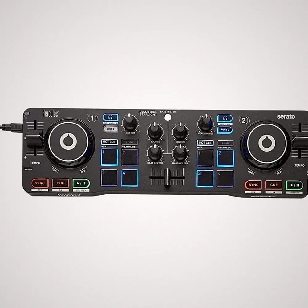 DJ Controller for Serato DJ Lite with Built-in Soundcard and Plug-and-Play USB