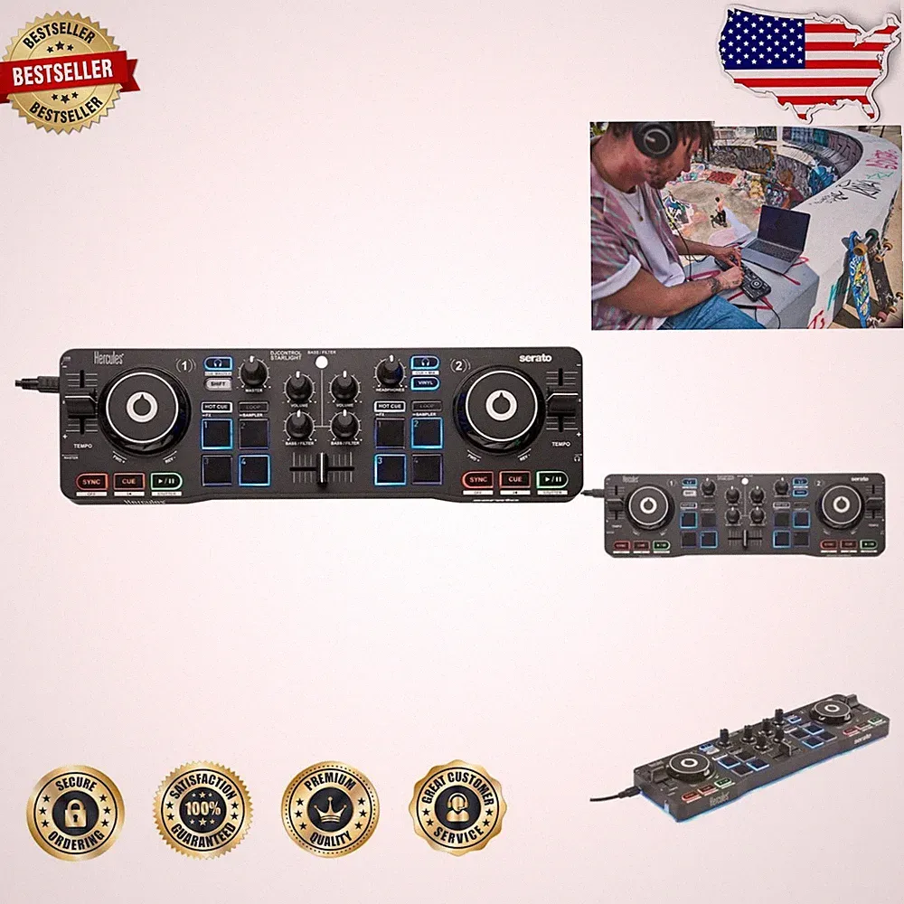 DJ Controller Starlight Pocket USB Serato DJ Lite Touch Jog Wheels Light Show
