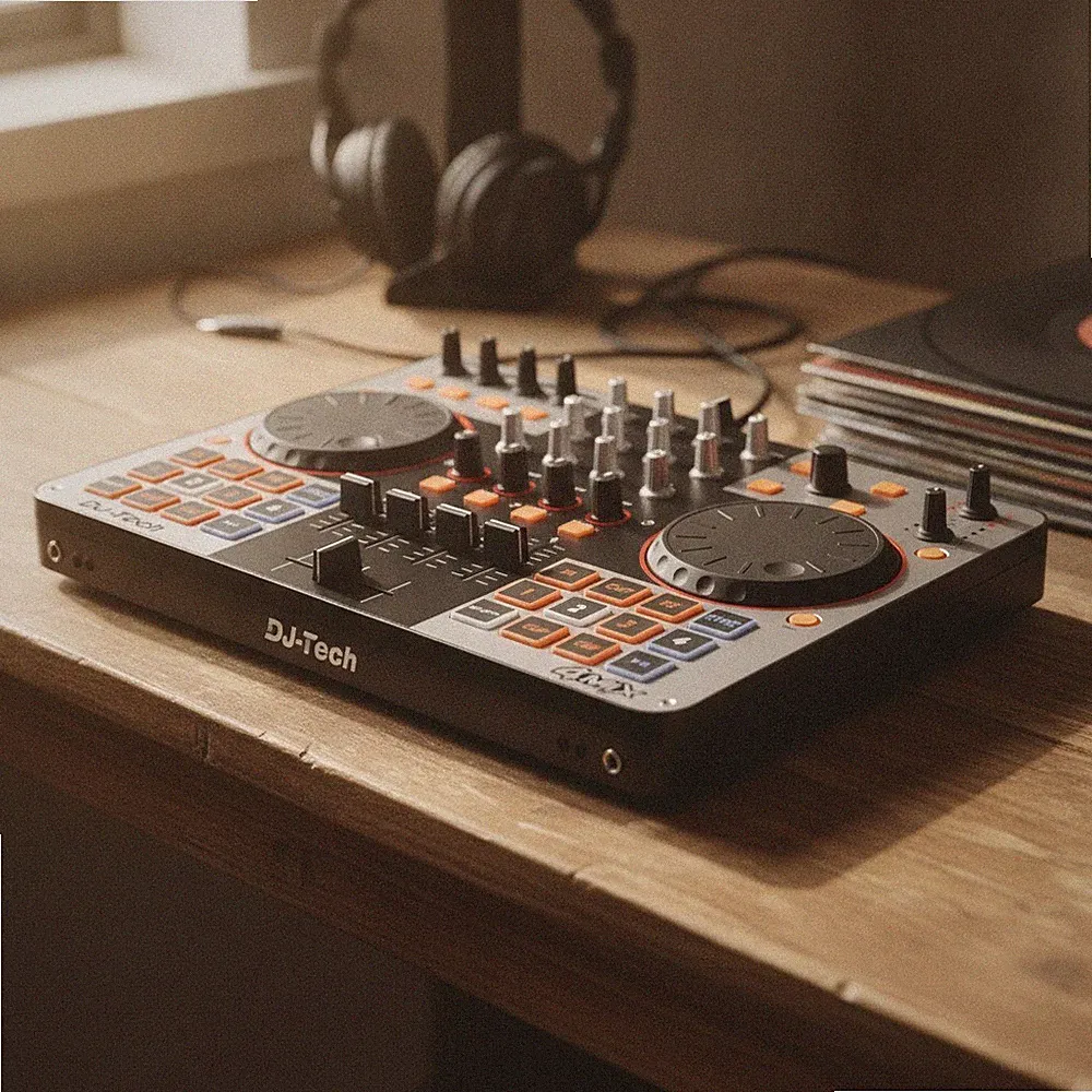 DJ Controller, USB MIDI 4-Deck Control with Integrated Soundcard, 4-Channel M...