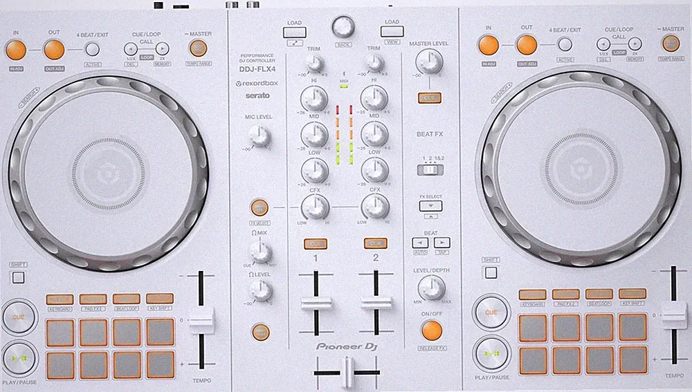 DJ Controller White 2 Channel 16 Pads Streaming Compatible for PC Mac iPhone
