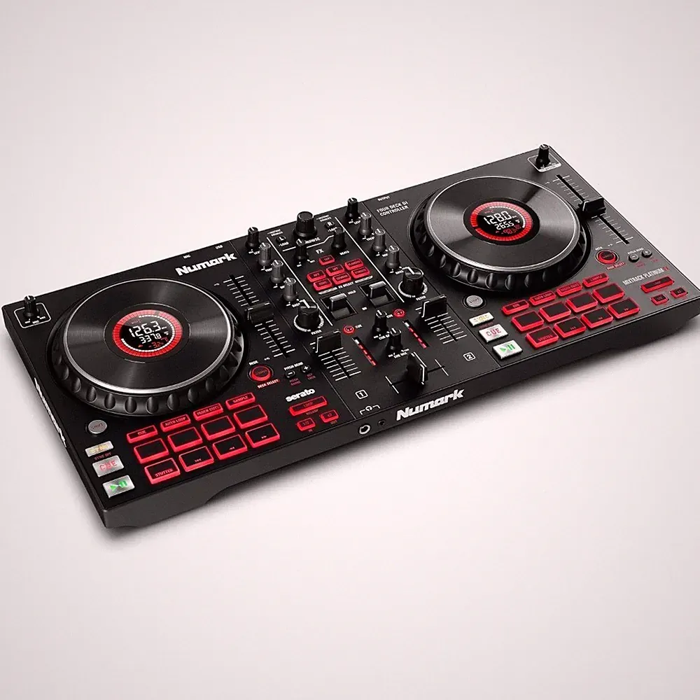 DJ Controller with 4-Decks, 3-Band EQ Mixer, Jog Wheel Displays, 16 Pads, 2