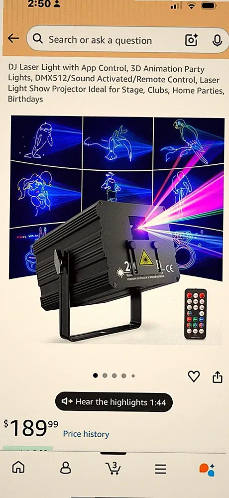 Dj laser light with app control ideal for Stage, Clubs, Home Parties, Birthdays