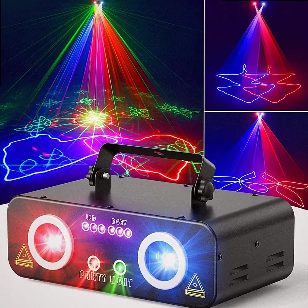 DJ Laser Lights for Party, Professional 5 in 1 RGBUV Laser Light Show Project...