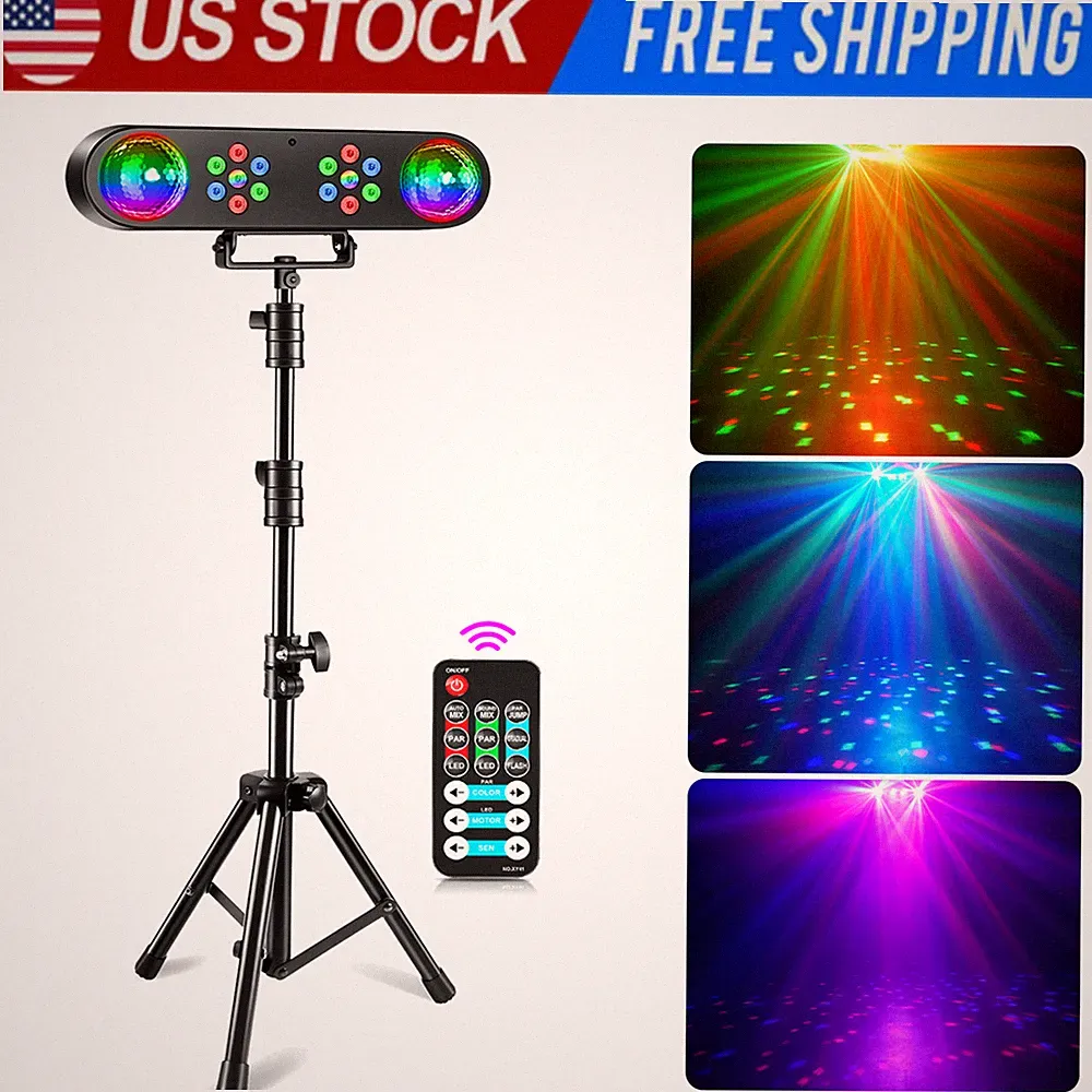 DJ Lights with Stand, 4in1 Party Bar Club Light Set with Rotating Ball New
