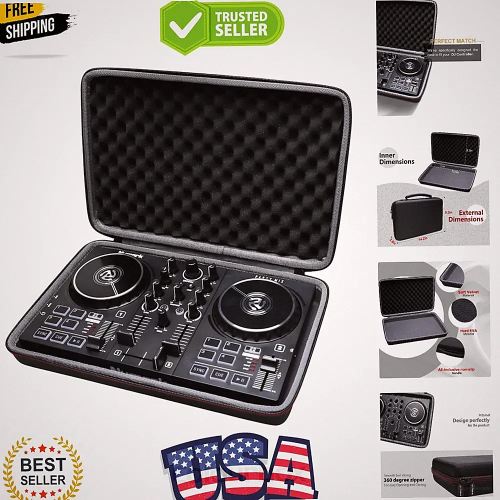 DJ Mixer Case, Black | Compatible with Numark Party Mix II or Hercules DJCont...