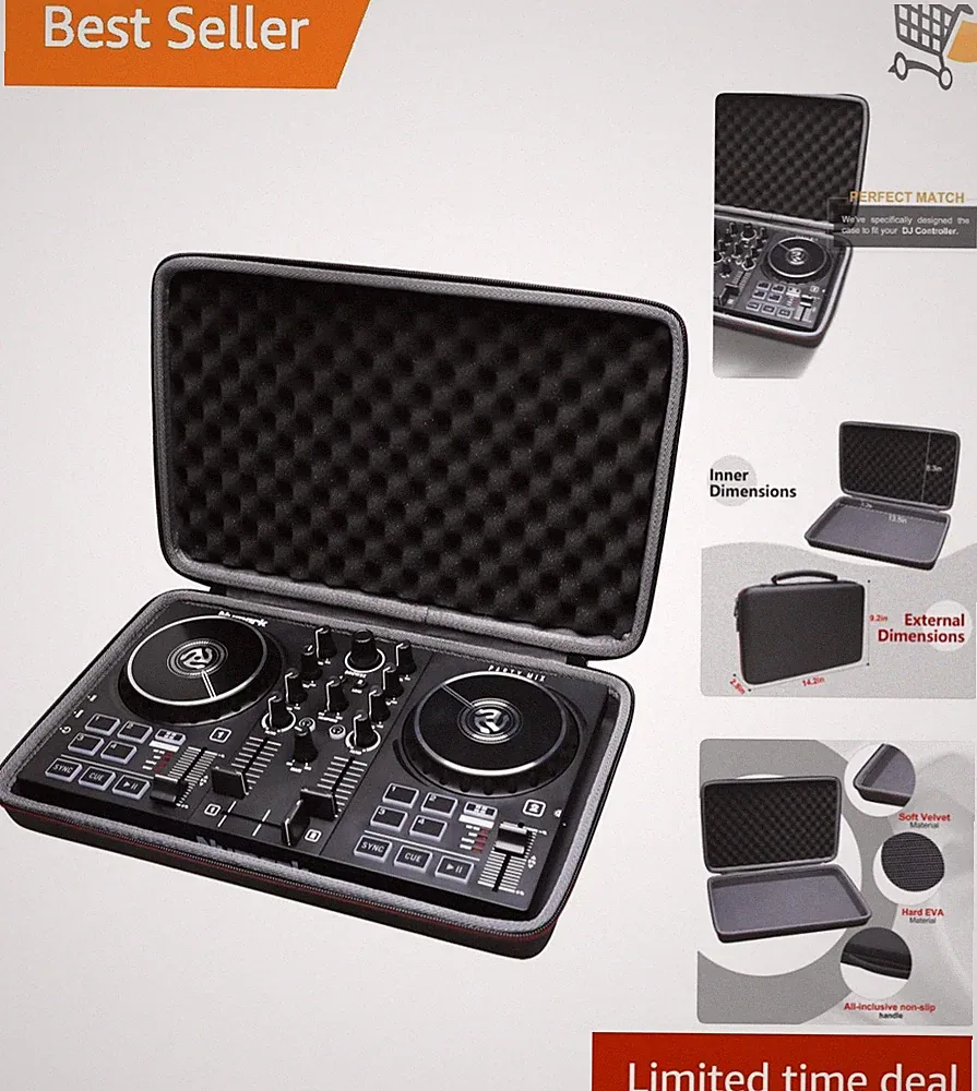 DJ Mixer Case EVA Hard Shell Zipper Fit Numark Hercules Controller Storage