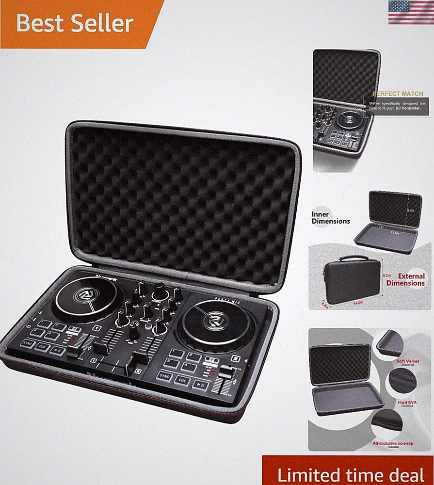 DJ Mixer Case - Hand Strap, 360-Degree Zipper, Fits Numark & Hercules