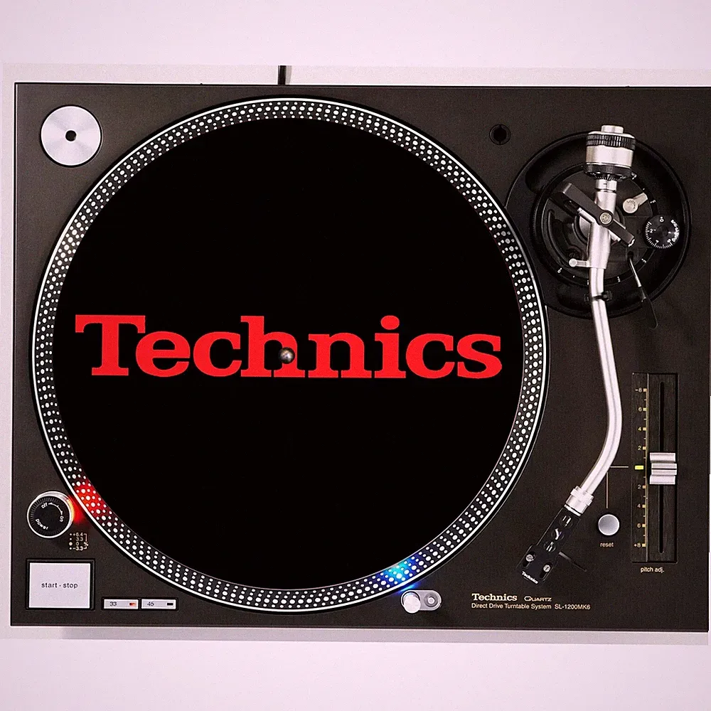 DJ Red Black Technics Slipmat Turntable Slip Mat 12" Scratch Pad Audiophile x1