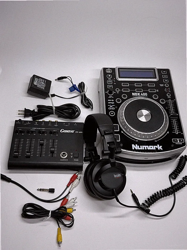 DJ Set - Numark NDX400 DJ CD MP3 Player Geneva PF-460 Mixer Hercules Headphones