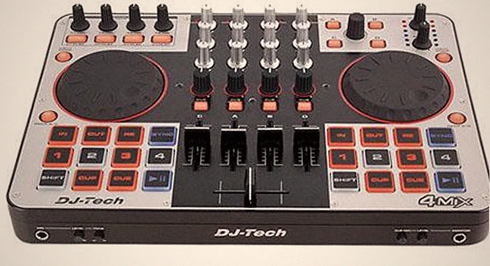 DJ-Tech - 4MIX - 4-Channel Controller w/ Audio Interface + Virtual DJ LE