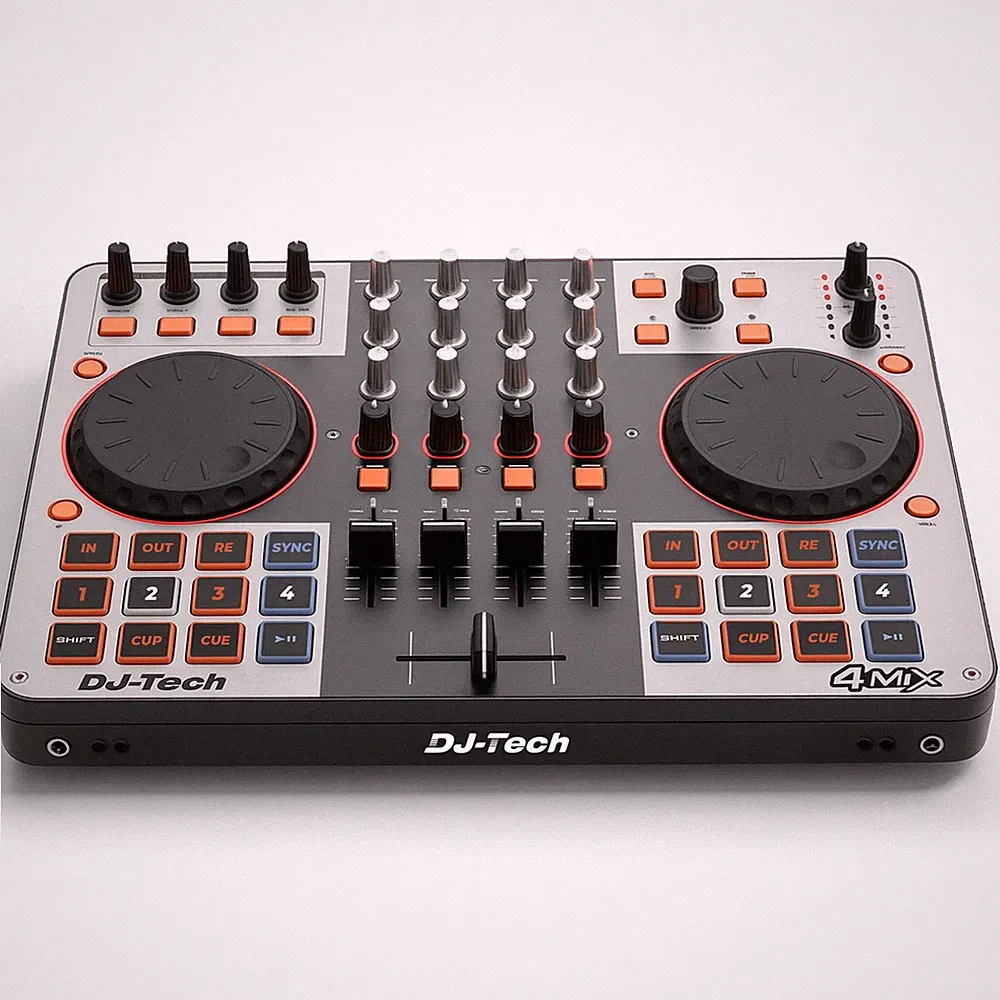 DJ Tech DJ Controller, USB MIDI 4-Deck Control with Integrated Soundcard, 4-C...