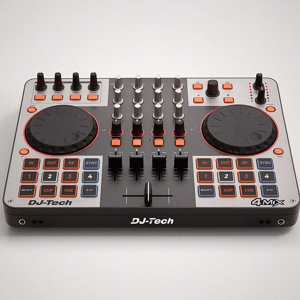 DJ Tech DJ Controller, USB MIDI 4-Deck Control with Integrated Soundcard