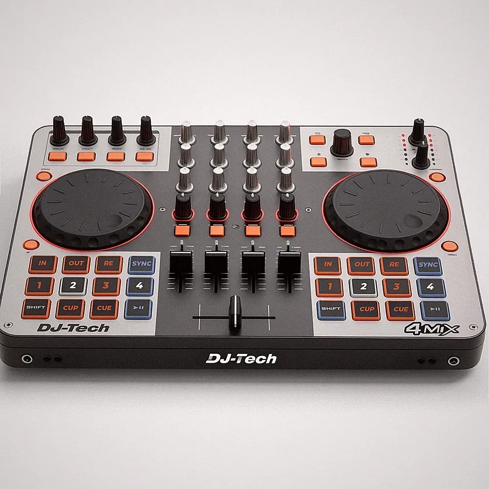 DJ Tech DJ Controller, USB MIDI 4-Deck Control with Integrated Soundcard,...