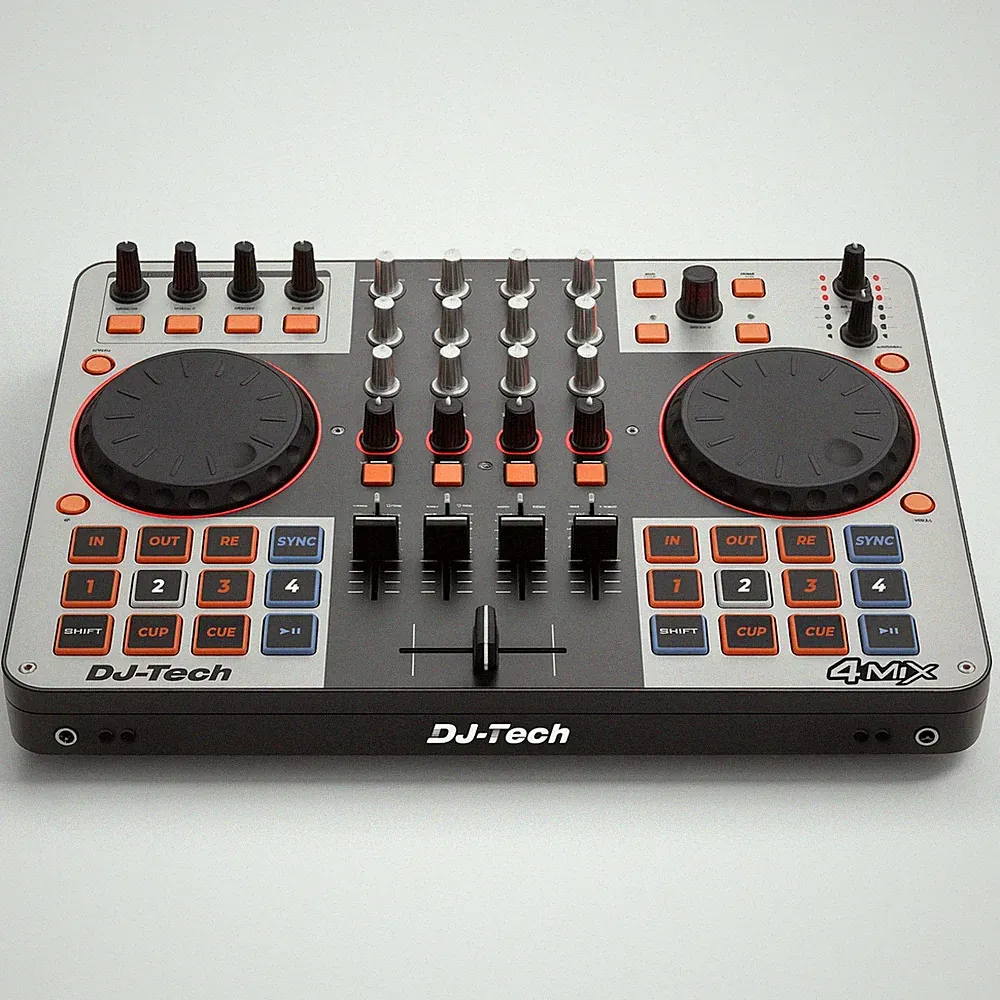 DJ Tech DJ Controller, USB MIDI 4Deck Control with Integrated Soundcard, 4Cha...