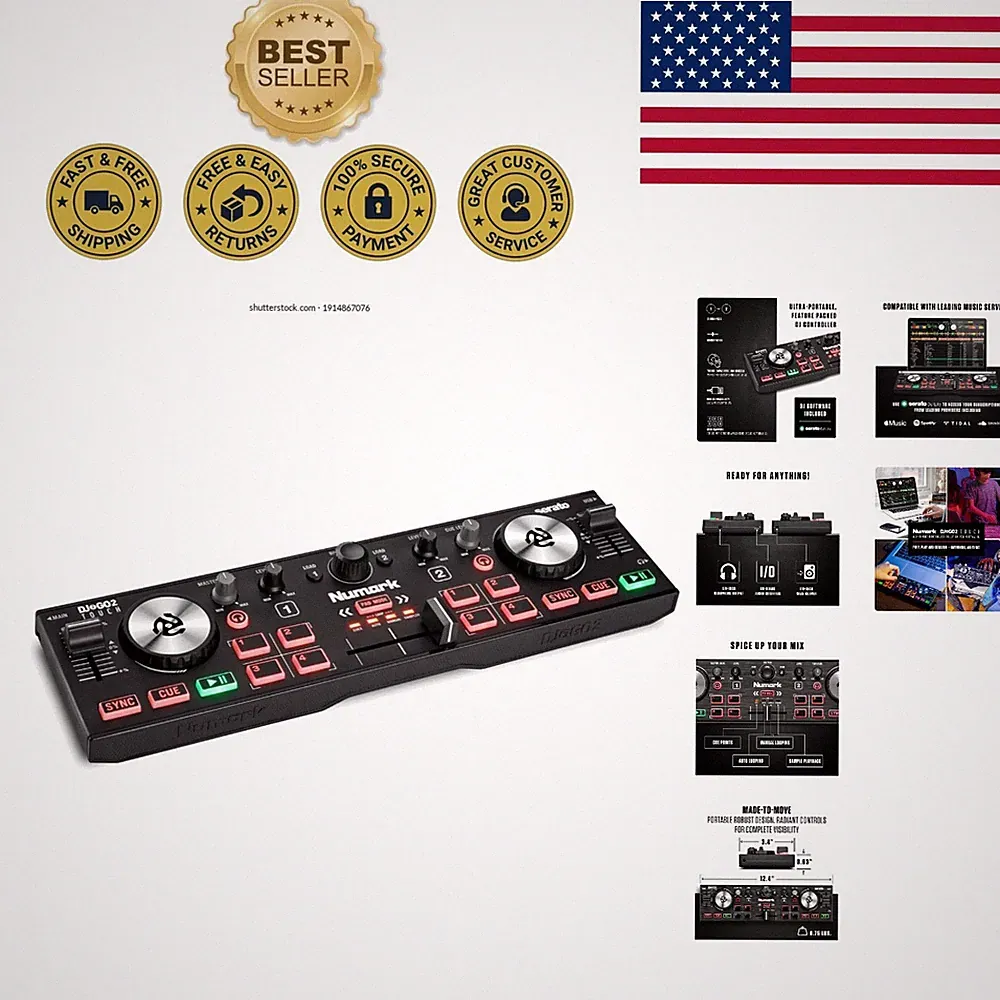 DJ2GO2 Touch - Sleek 2-Deck USB DJ Controller for Seamless Mixing Anywhere