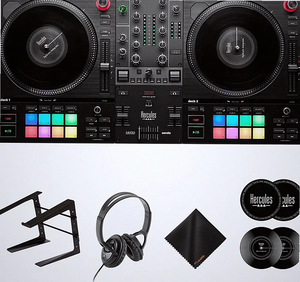 Djcontrol Inpulse T7 (Black) - Motorized DJ Controller with on Stage AA3500 Wire