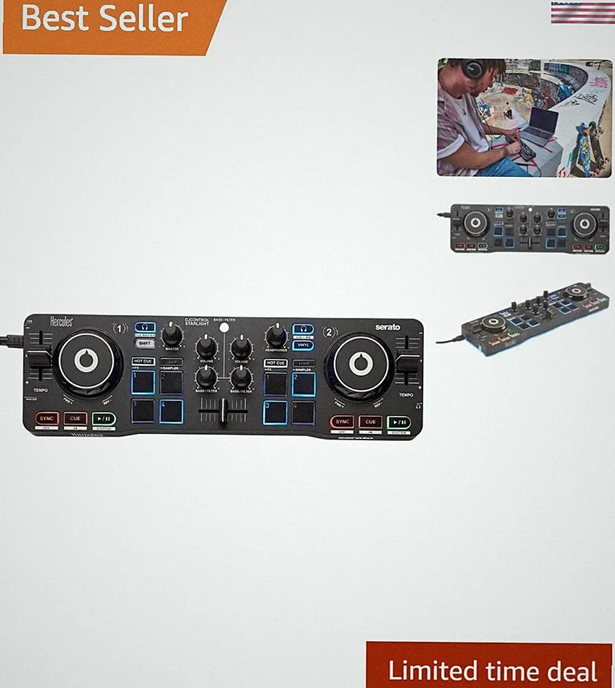 DJControl Starlight | Ultra-Portable USB DJ Controller with Lighting Effects