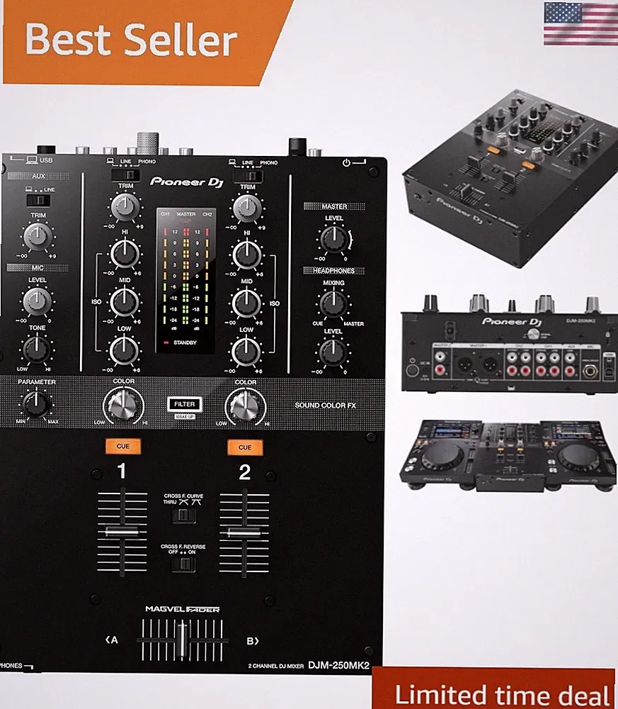 DJM-250MK2: Ultimate 2-Channel Mixer for DJs with Dual Headphone Outputs