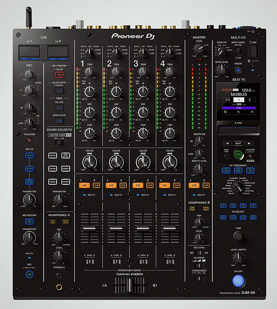 DJM-A9: 4 channel Digital Mixer with Analog Digital I/O, 7 Sound Color 14 Beat