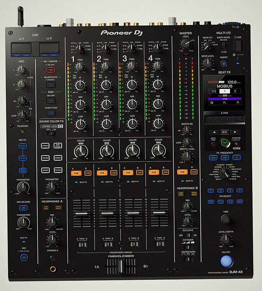 DJM-A9: 4 channel Digital Mixer with Analog Digital I/O, 7 Sound Color 14 Beat