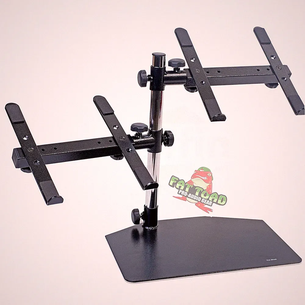 Double DJ Laptop Stand - 2 Tier PA Equipment PC Table Monitor CD Player Speakers
