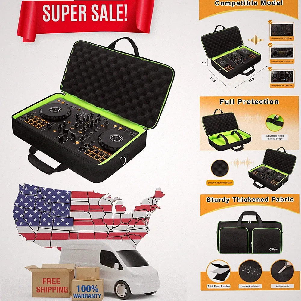 Durable DJ Equipment Bag with 2 Pockets - Adjustable Strap & Full Protection
