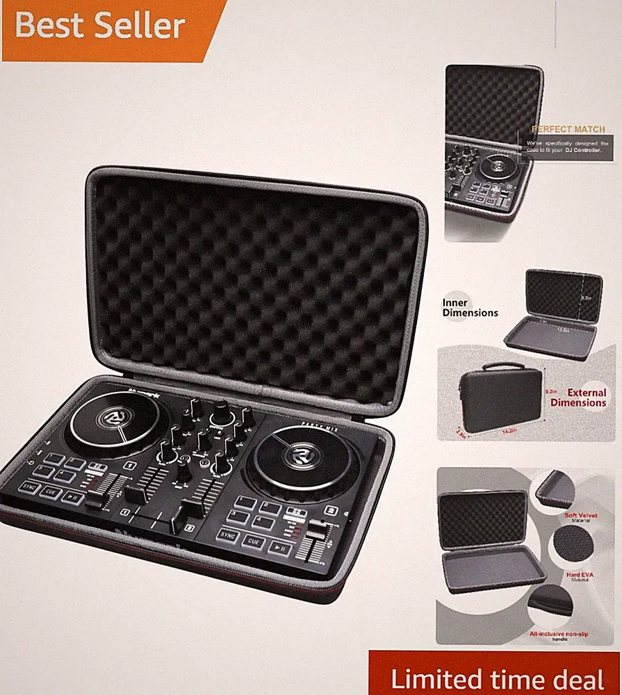 Elegant DJ Mixer Case for Numark Party Mix II & Hercules Controllers – Black