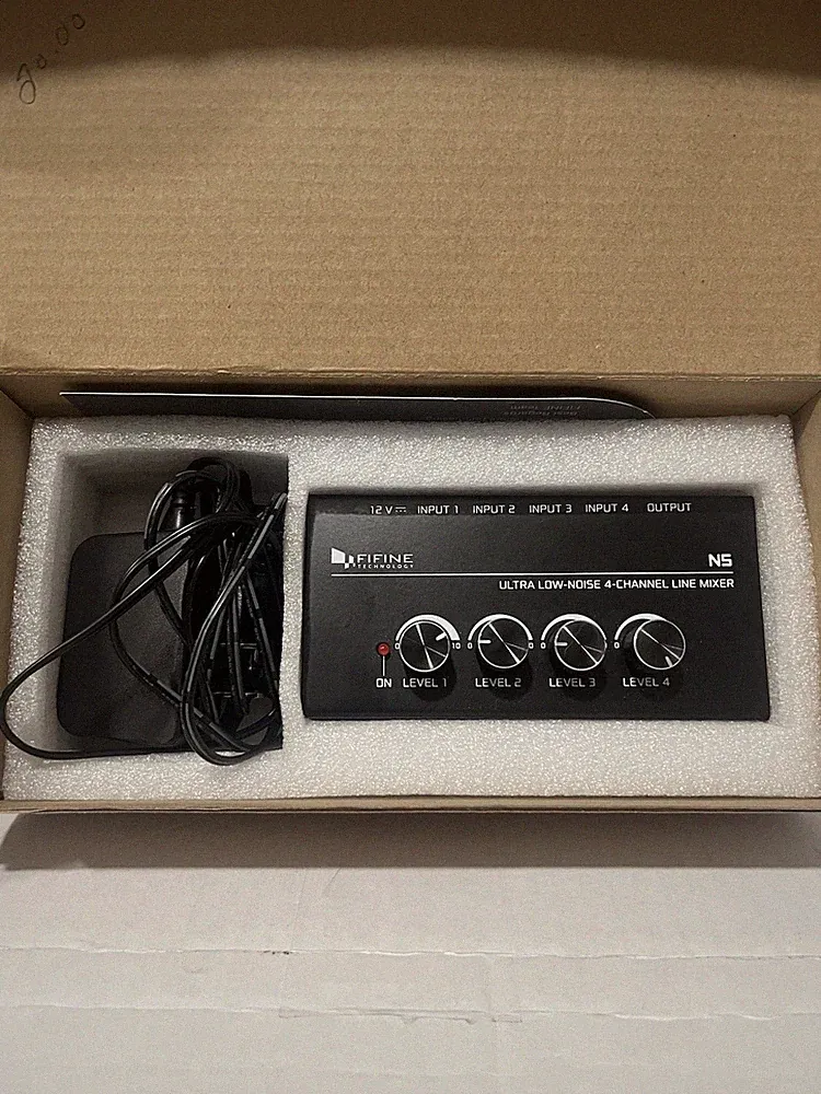 FIFINE N5 Ultra Low-Noise 4-Channel Line Mixer for Sub-Mixing (New in Box)