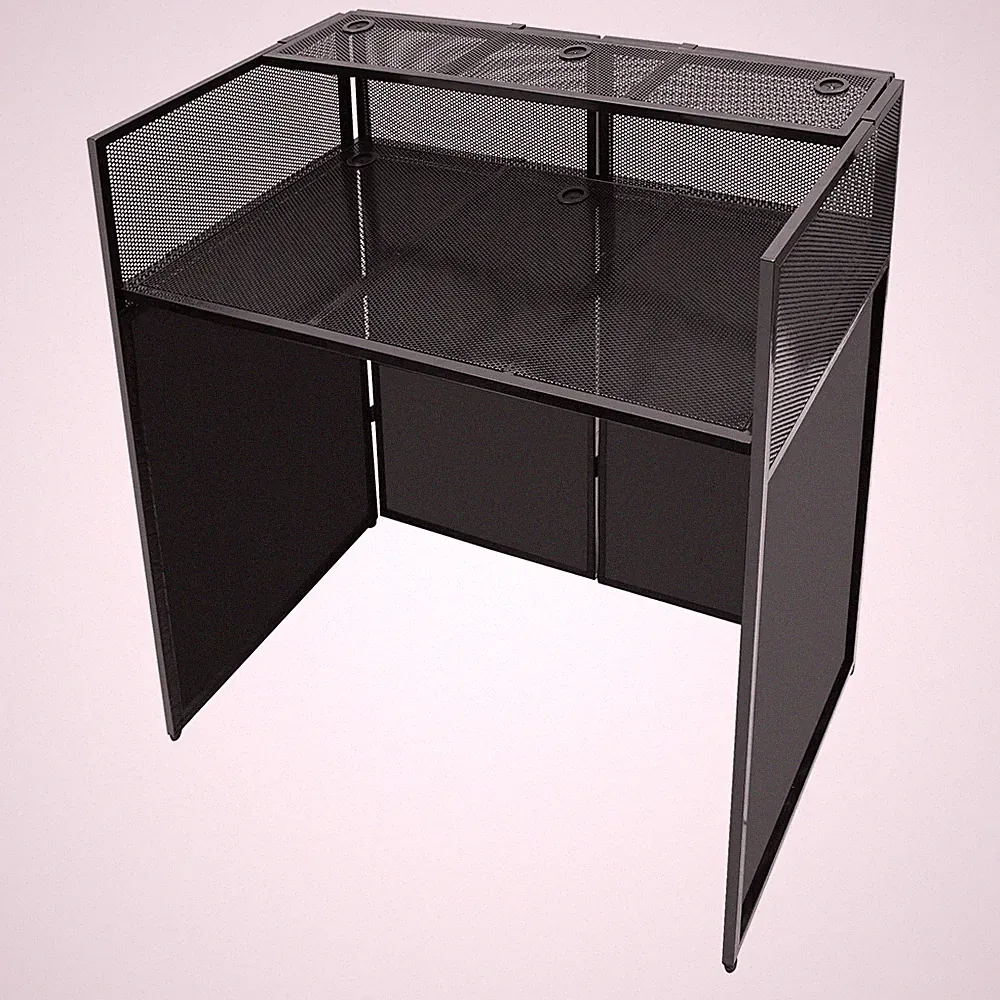 Foldable DJ Booth Stand DJ Booth Facade Table DJ Controller Stand with Casters