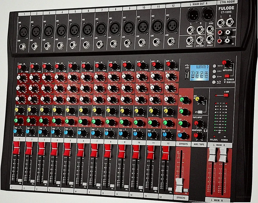 FULODE CT120S 12Channel Mixer Audio,Console with Bluetooth USB, Dj Mixer,Dj Equi