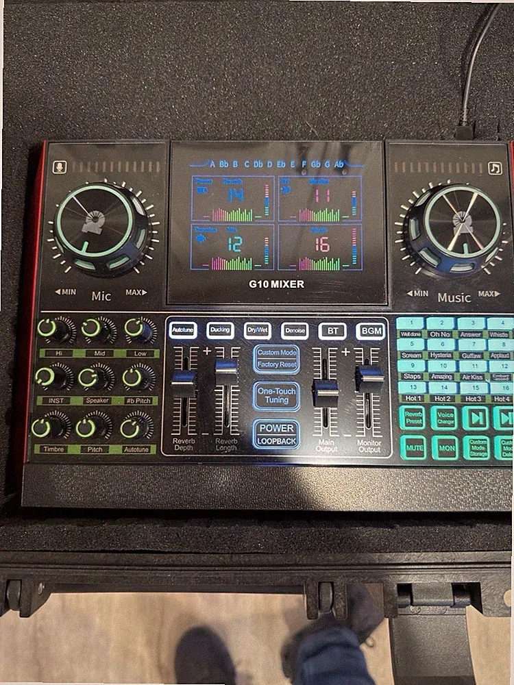G10 DJ Audio Mixer Podcast Equipment Live Sound Card for Streaming With Case