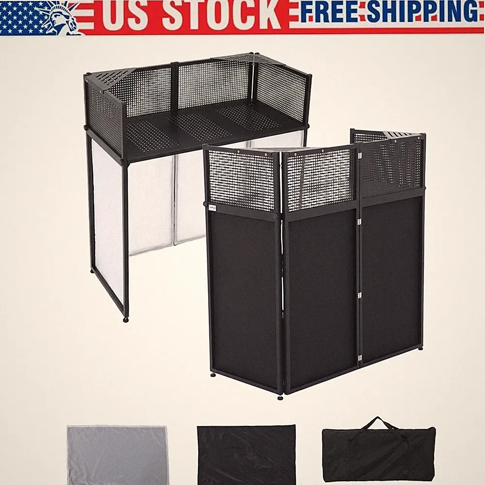 Garvee Portable DJ Stand Heavy Duty Foldable DJ Booth with Iron Frame