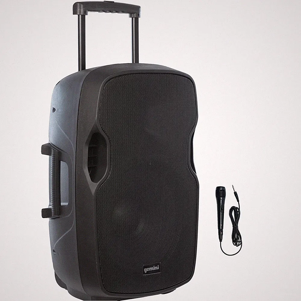 Gemini 15” Wireless Battery-Powered Bluetooth Speaker with Echo, Mic/Guitar I...