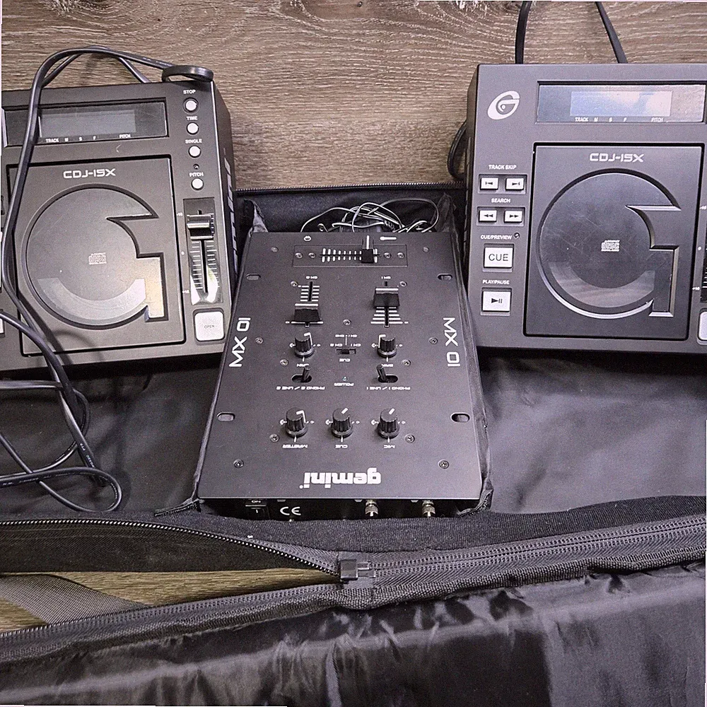 Gemini 2 CDJ-15X and MX 01 Music Mixer with Carry Bag Entry Level DJ Package