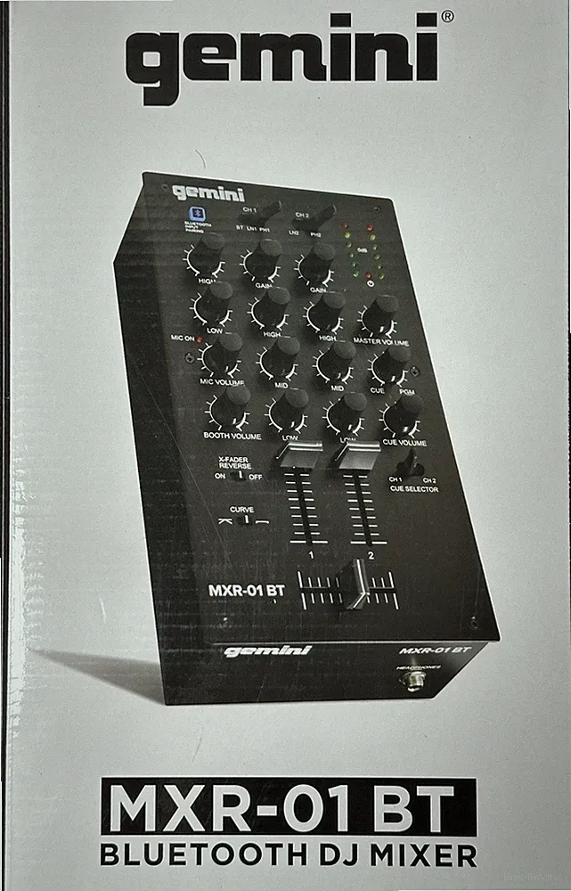 Gemini 2-Channel DJ Mixer w/Bluetooth, Mic EQ, Crossfader Curve Control