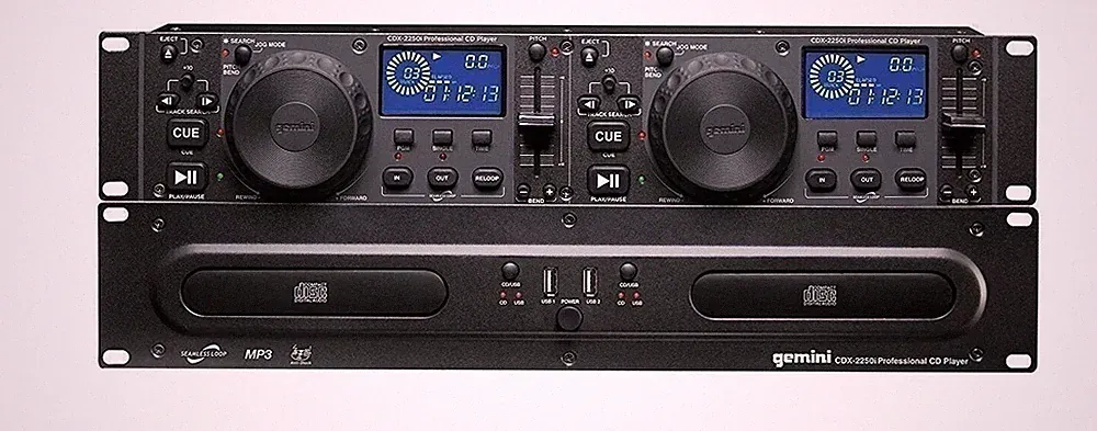 Gemini CDX-2250i Pro DJ Equipment Mountable Dual CD CD-R Media Players USB Input