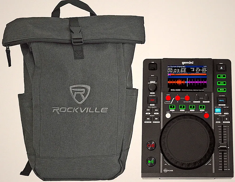 Gemini MDJ-600 Single Tabletop USB/CD Media Player DJ MIDI Controller+Backpack