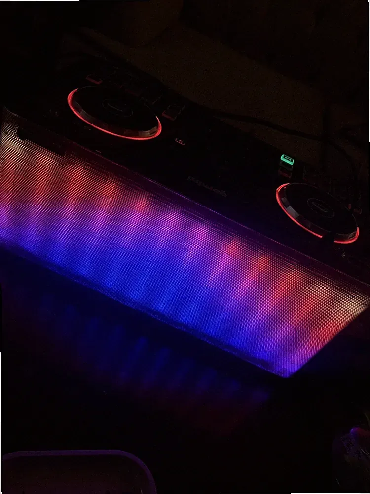 Gemini MIX2GO Pro Portable DJ Mixer with LED Light Show and Built-In Speakers