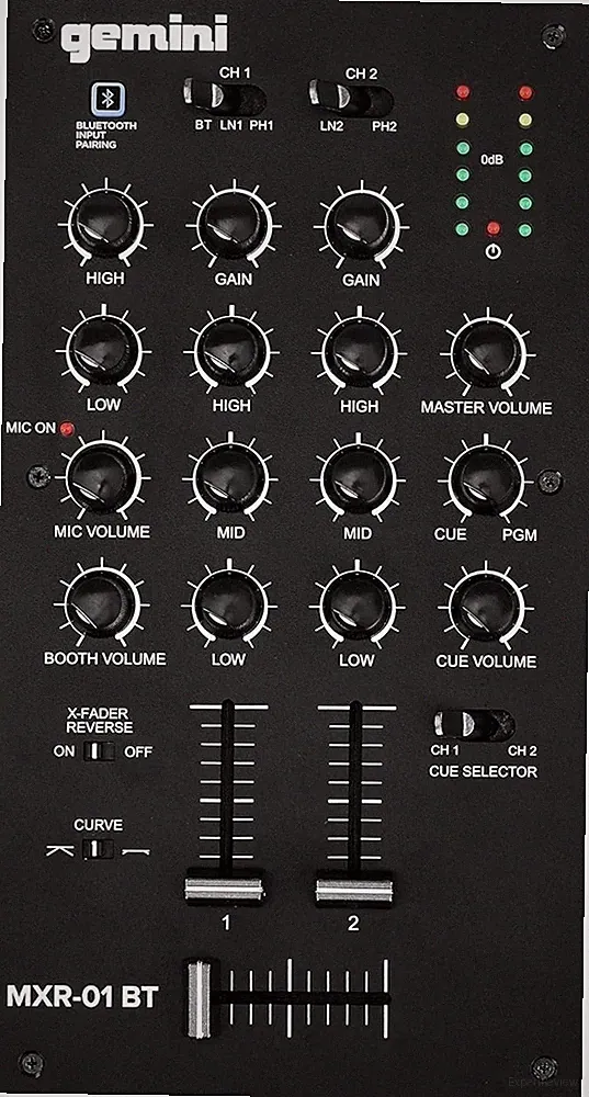 Gemini MXR-01BT 2 Channel Bluetooth DJ mixer, Bluetooth routing on both...