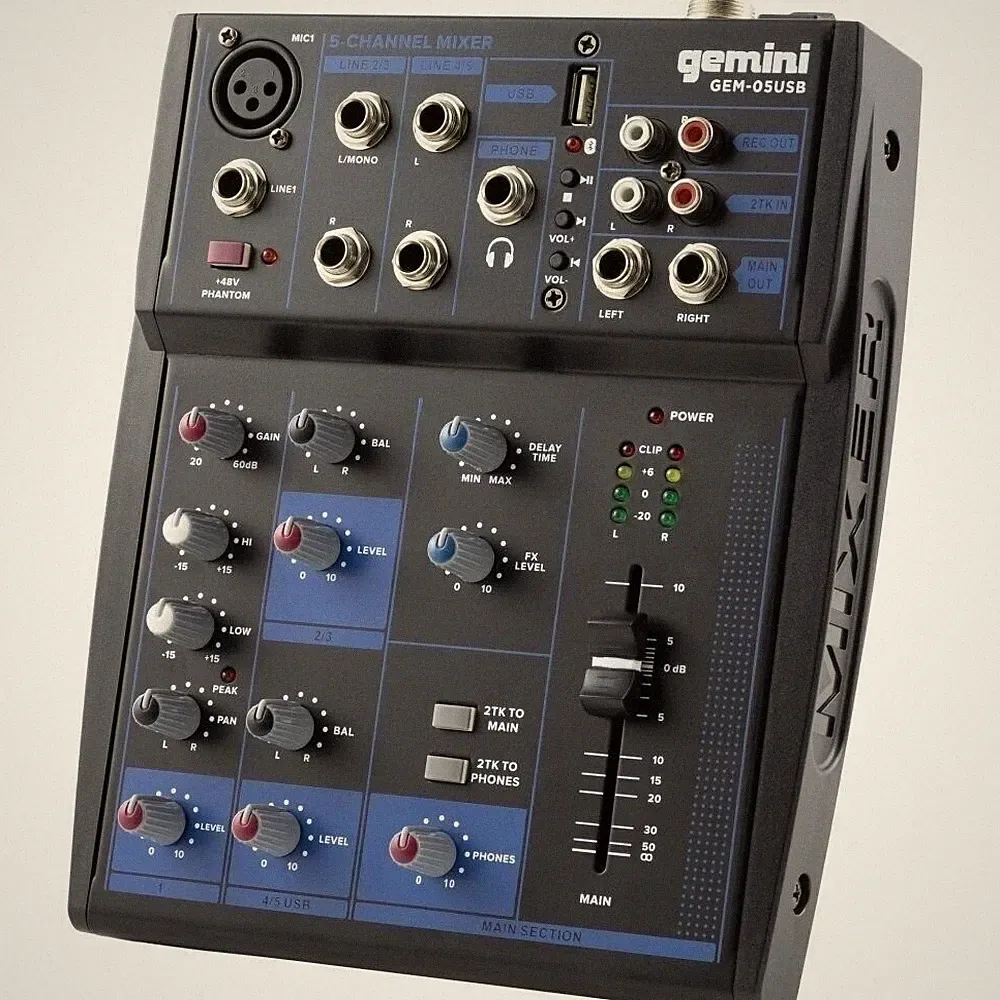 Gemini Pro Audio Equipment 5 Channels USB Unpowered Live Studio Music Mixers DJ