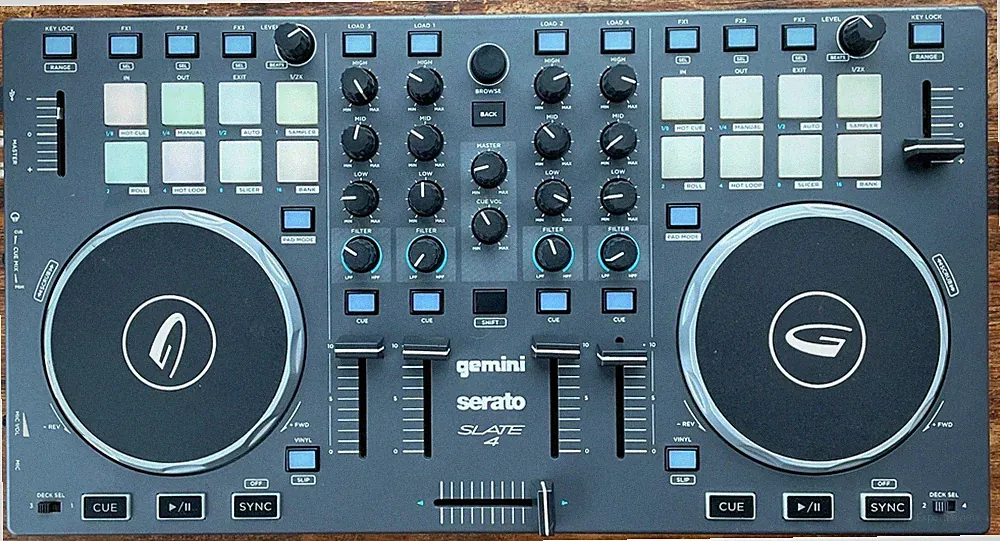 Gemini Slate 4 4-Channel 2-Deck Tabletop DJ Controller for Serato Black - Tested