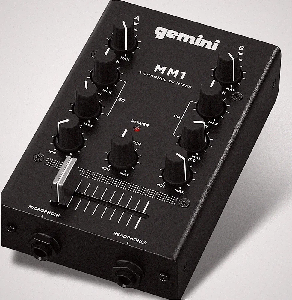 Gemini Sound 2 channel Analog DJ mixer. 2-band EQ per channel, 1/4" mic input...