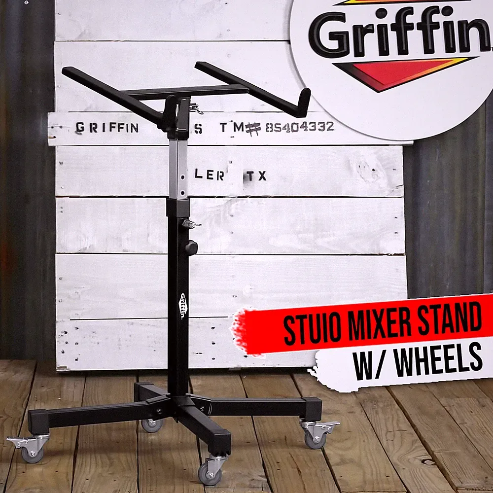 GRIFFIN Studio Music Mixer Stand on Wheels - DJ Recording Gear Cart Table Mount