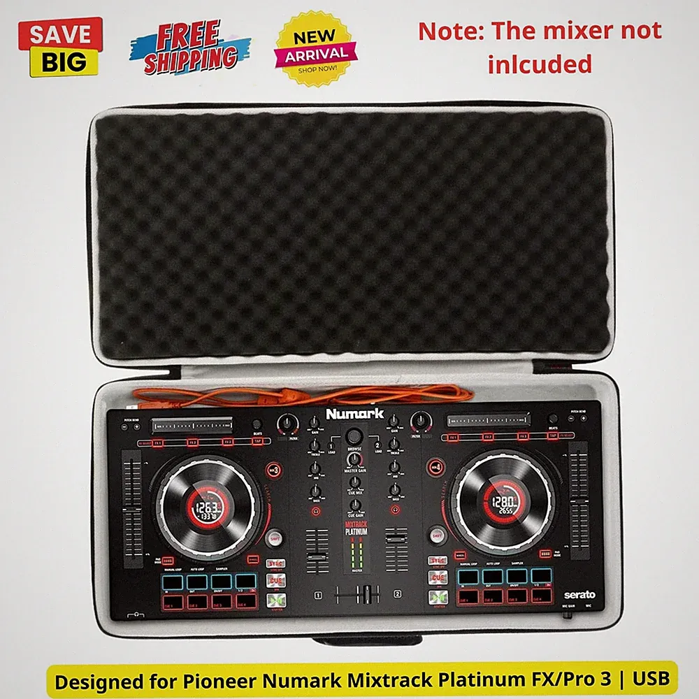 Hard Travel Case Protect Numark Mixtrack Platinum FX/Pro 3 DJ Controller Mixer