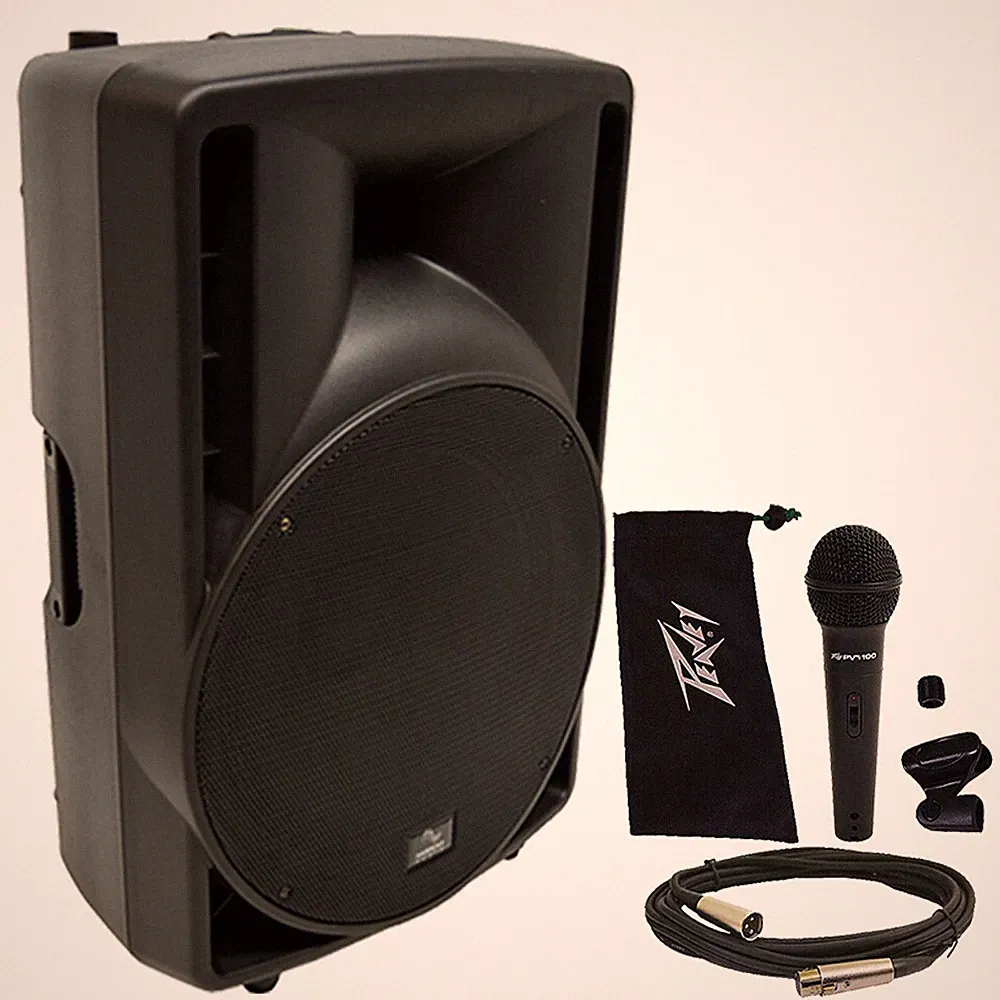 Harmony Audio HA-C15A Pro DJ 15" Powered 1000W Active PA Speaker & Peavey PV Mic